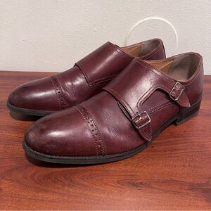 Express Men’s Dress Shoes Brown Monk Strap Leather Cap Toe Buckle Size 12